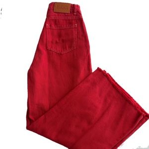 Princess Polly Women’s Red High Waisted Wide Leg Jeans Size 2 ❤️